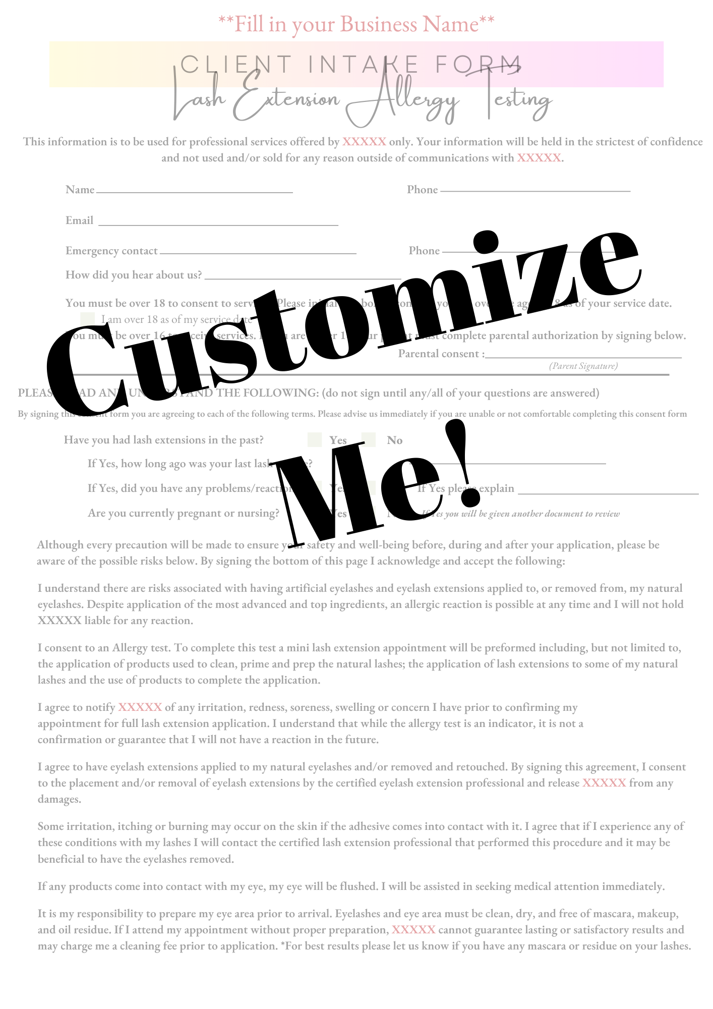 Intake Forms Template