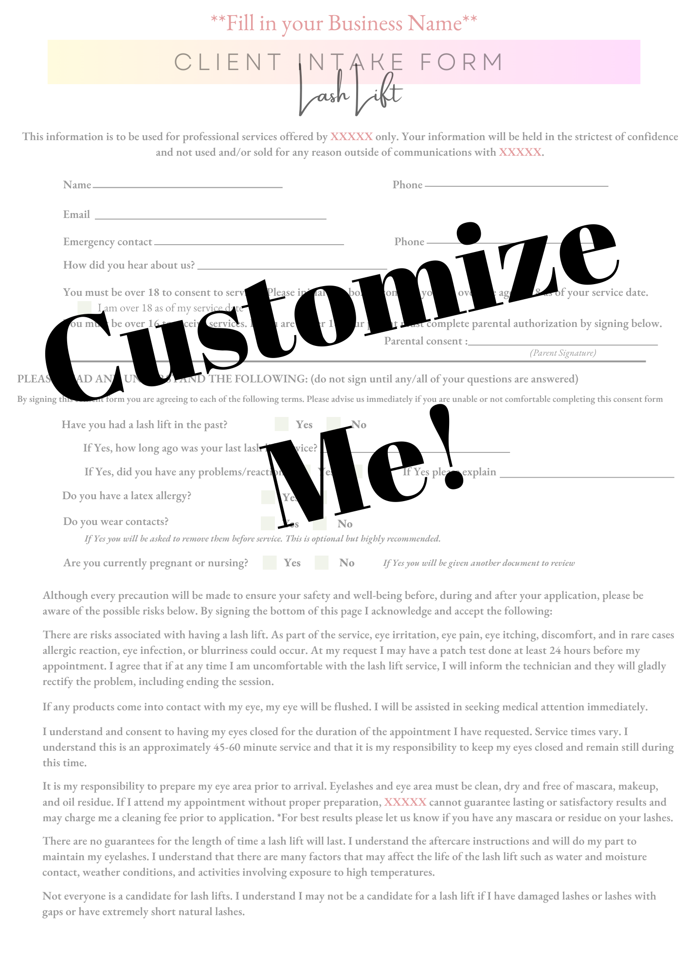 Intake Forms Template
