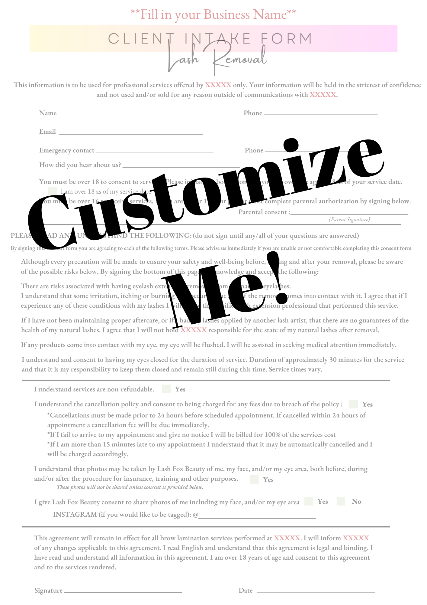 Intake Forms Template