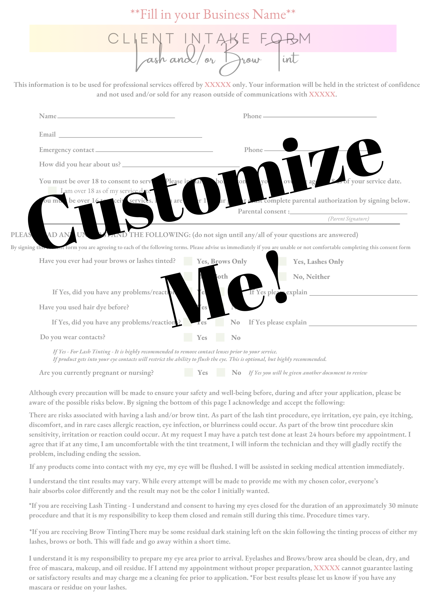 Intake Forms Template